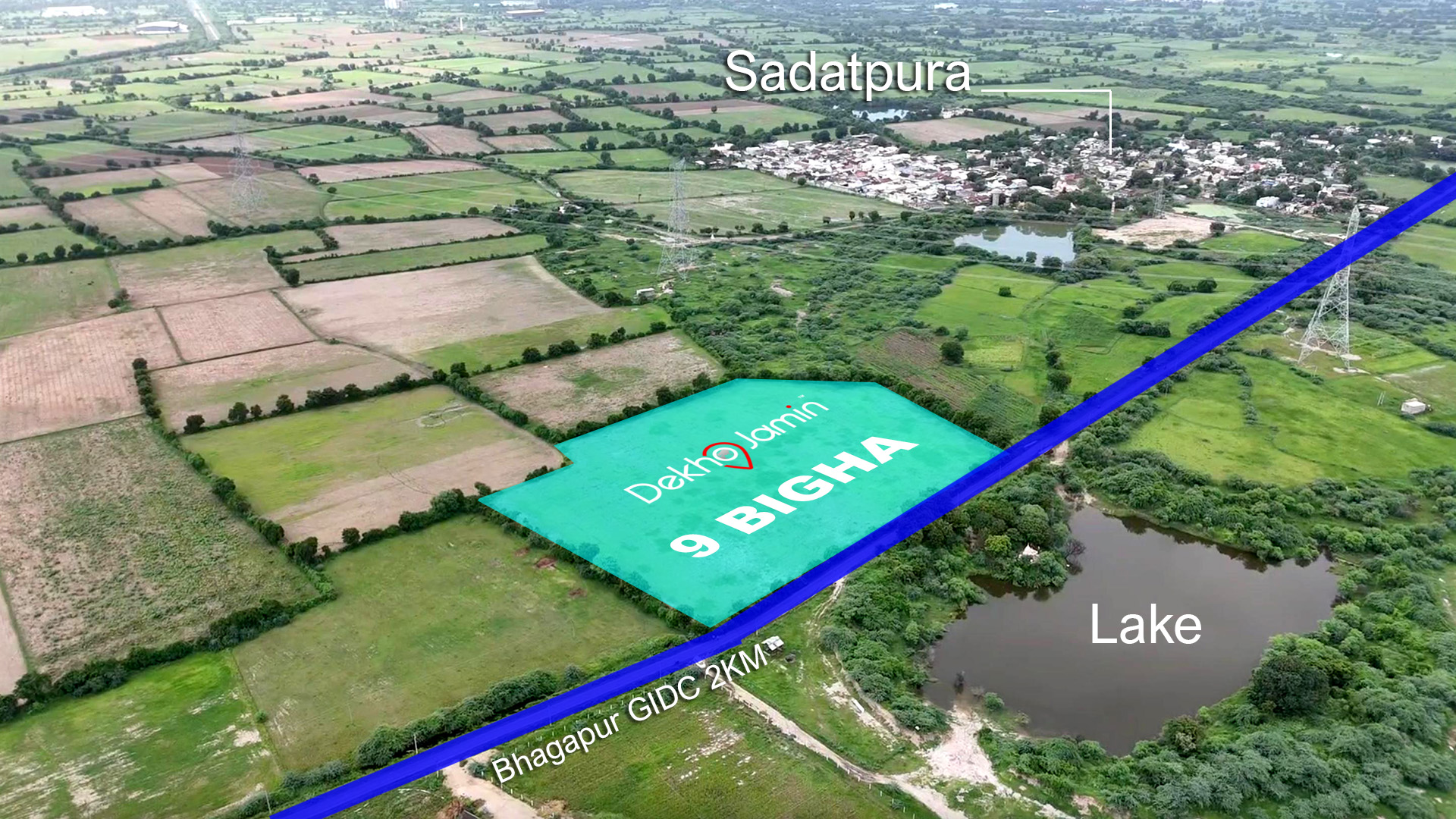 9 Bigha Agriculture Land for Sale in Sadatpura, Detroj Road Touch